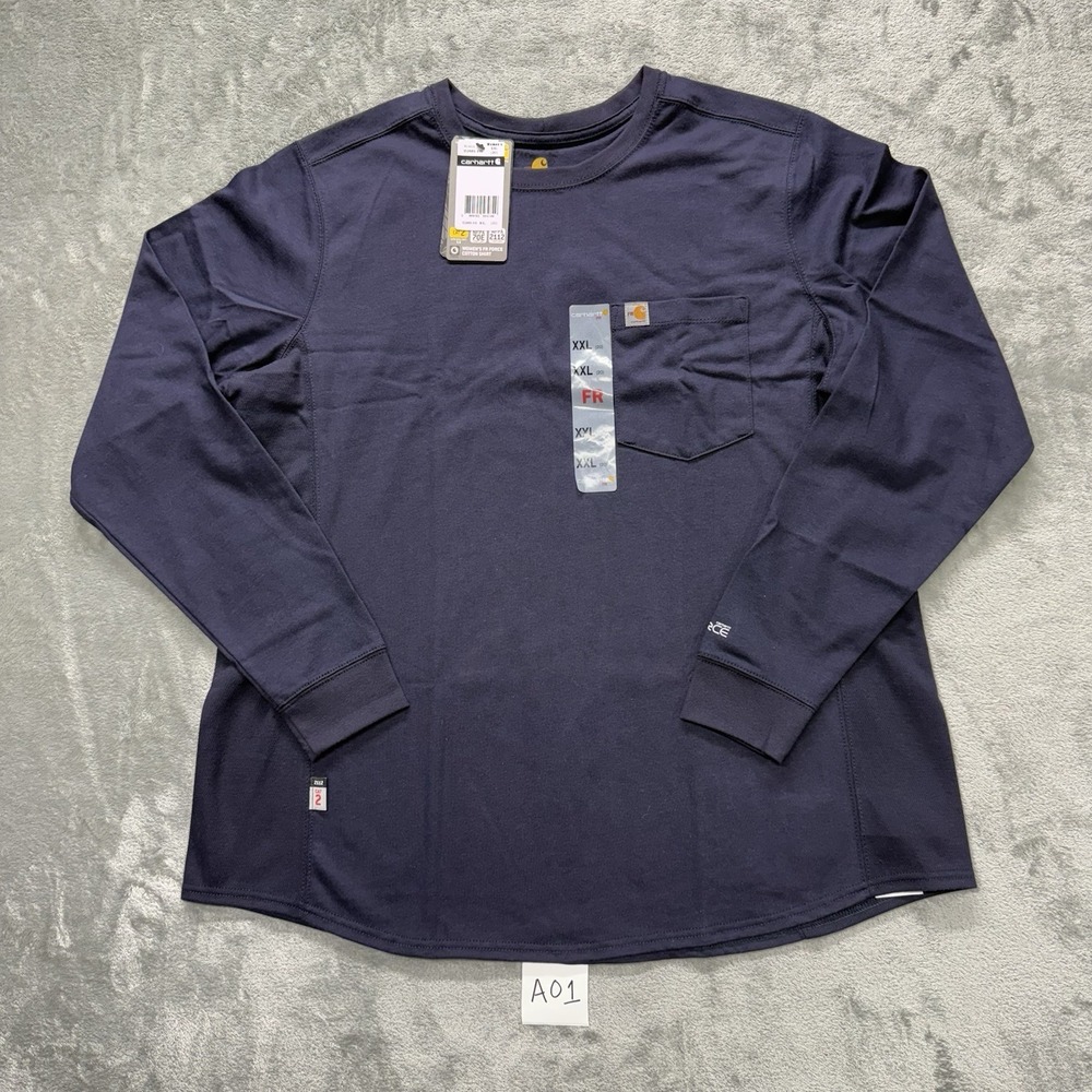 Carhartt Flame Resistant Womens Force Cotton Long Sleeve Dark Blue Size XXL NEW
